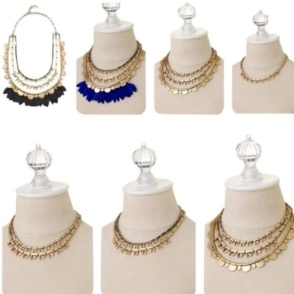 Stella & Dot || Plume Multi Tiered Necklace Black & Blue Feather Included - Picture 4 of 4